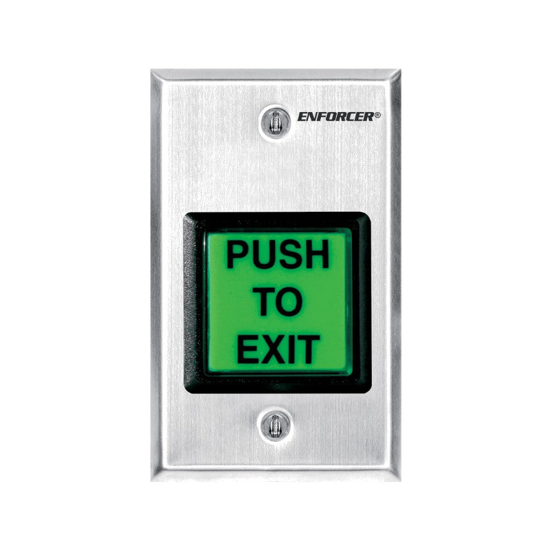 SECO-LARM SD-7202GC-PTQ: Square Illuminated Pushbutton Request-to-Exit Plate with Timer