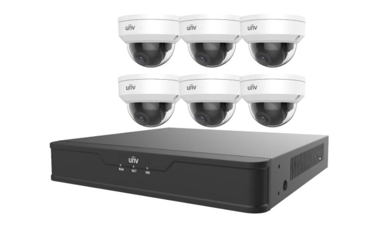 UNIVIEW EK-S31P8D46T2-V2: 8-Channel Surveillance Kit w/ 6x 4MP IR Dome Cameras