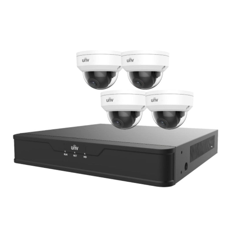 UNIVIEW EK-S31P4D44T1-V2: 4-Channel Surveillance Kit w/4x 4MP IR Dome Cameras