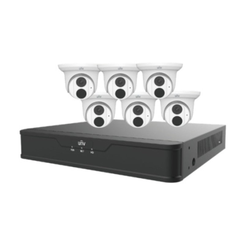 UNIVIEW EK-S31P8T46T2-V3: 8-Channel Surveillance Kit w/ 6x 4MP IR Turret Cameras